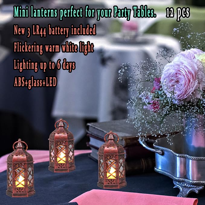 12PCS Mini Lantern with Flicker LED Candle - Image 5
