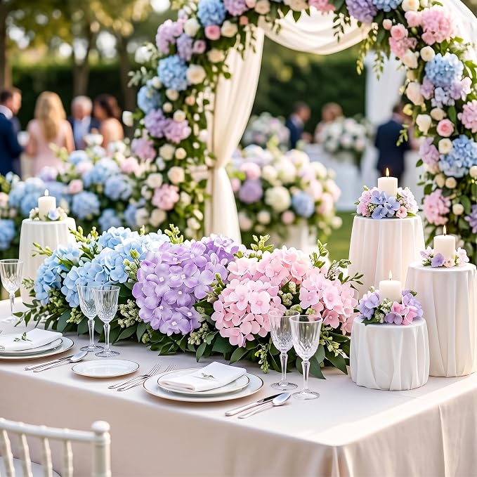 Auihiay 64Pcs Hydrangea Artificial Flowers Bulk, Faux Hydrangea Flowers | - Image 6