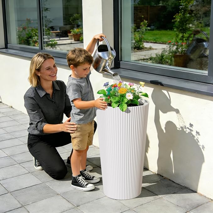 24" Tall Planters for Outdoor Plants Set of 2 - Image 7
