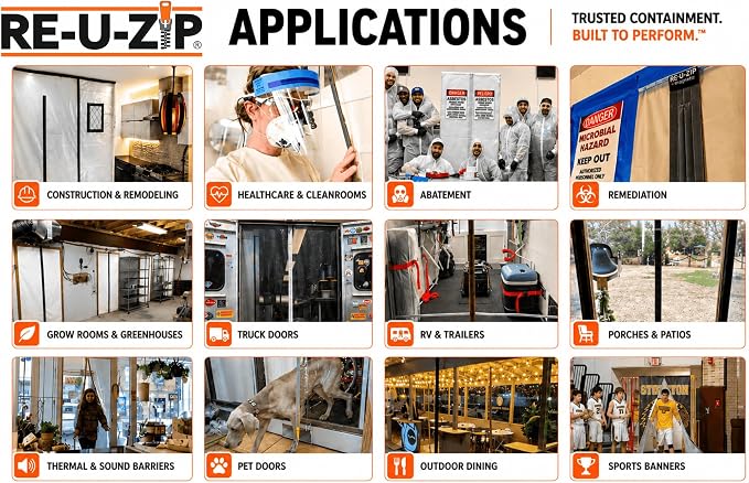 RE-U-ZIP Self-Closing Magnetic Dust Barrier Entry Strip, Hands-Free Zipper - Image 9