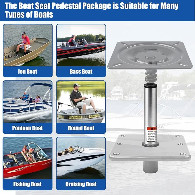 3/4" Boat Seat Pin Post, 6-Inch Height Marine Aluminum Alloy Pedestal Base Post - Image 5