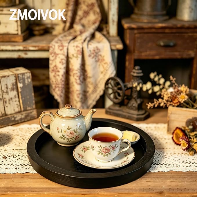 11 inch Round Decorative Tray, Coffee Table Decor Tray - Image 5