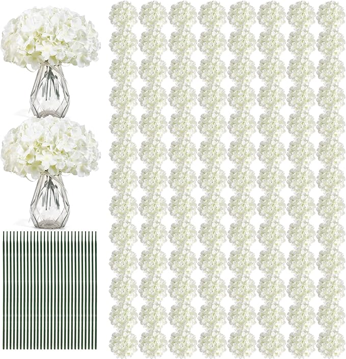 Auihiay 204Pcs Hydrangea Artificial Flowers Bulk, Silk Hydrangeas Flowers | by Auihiay