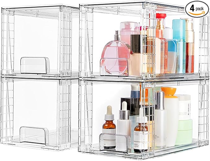 Vtopmart 4 Pack Large Stackable Storage Drawers, Medicine Organization by Vtopmart