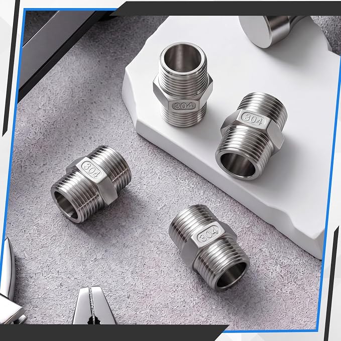 1/2" MNPT to 1/2" MNPT Male to Male 4 Pcs Hex Bushing Nipple Reducer, 316 - Image 4