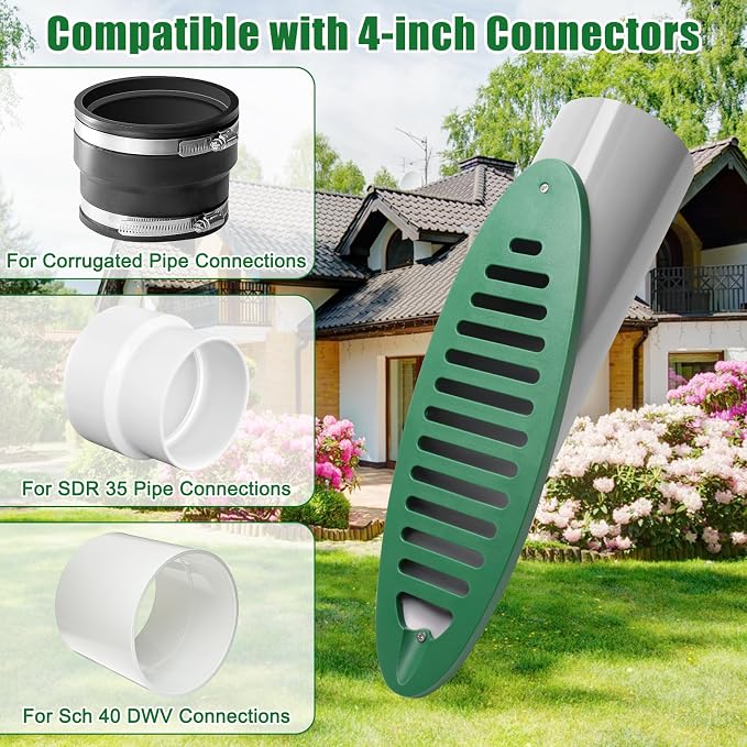 4” Angled Slope Drainage Pipe, Yard Drain Emitter Drainage Grate | 1P, - Image 5
