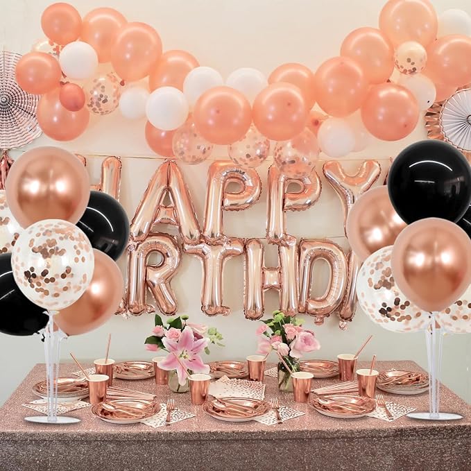 TONIFUL 4 Set Black Rose Gold Balloon Centerpieces - Image 4
