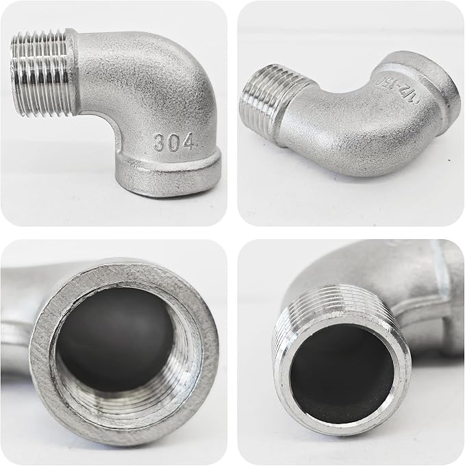 2Pcs 90 Degree Street Elbow, 1/2" NPT Male x 1/2" NPT Female, 304 Stainless - Image 4