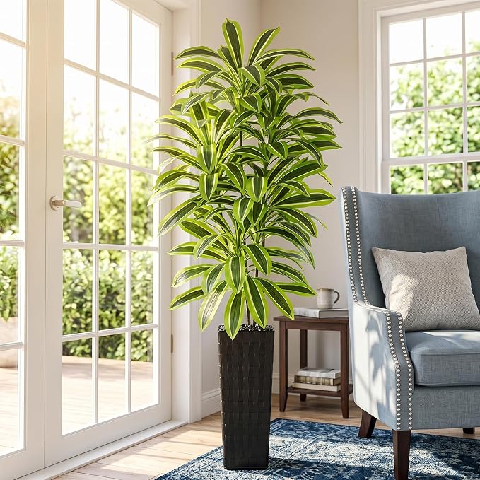 Artificial Yellow Dracaena Tree Indoor, 7FT Tall Fake Floor Plants - Image 9