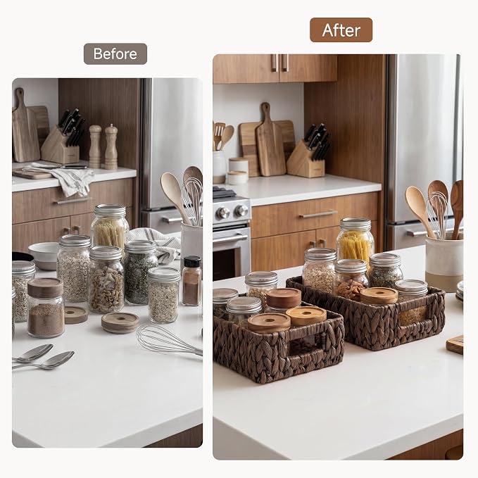 StorageWorks Wicker Baskets for Storage, Rectangle Basket, Wicker Storage - Image 6