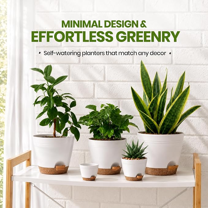 Utopia Home Self Watering Pots for Indoor Plants 6.8"/6.4"/5.9"/5.5"/4.9" - Image 5