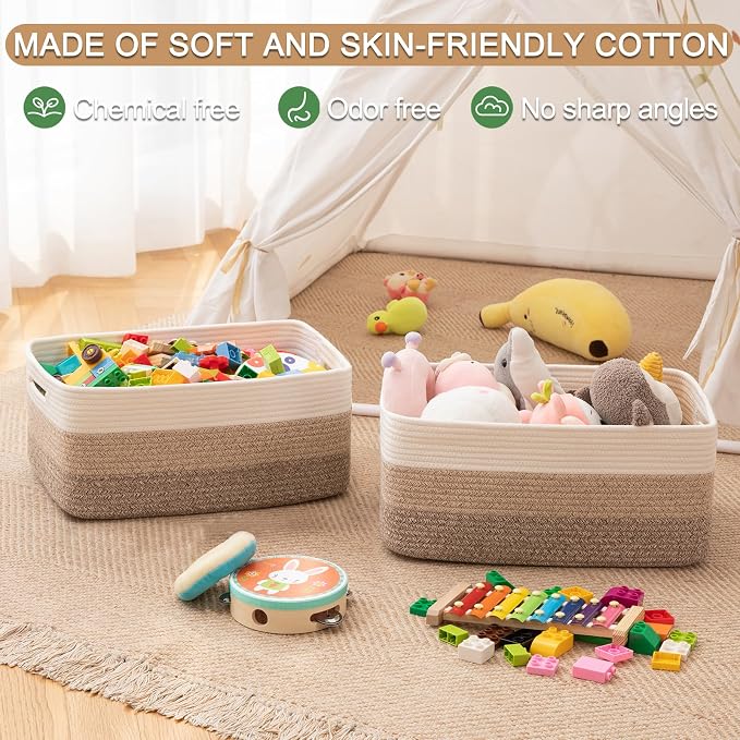 OIASKET Large Storage Basket for Organizing, Woven Rope Basket for Shelves - Image 5