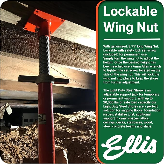 Ellis Manufacturing Light-Duty Steel, Construction Jack Post, Floor Leveling - Image 7