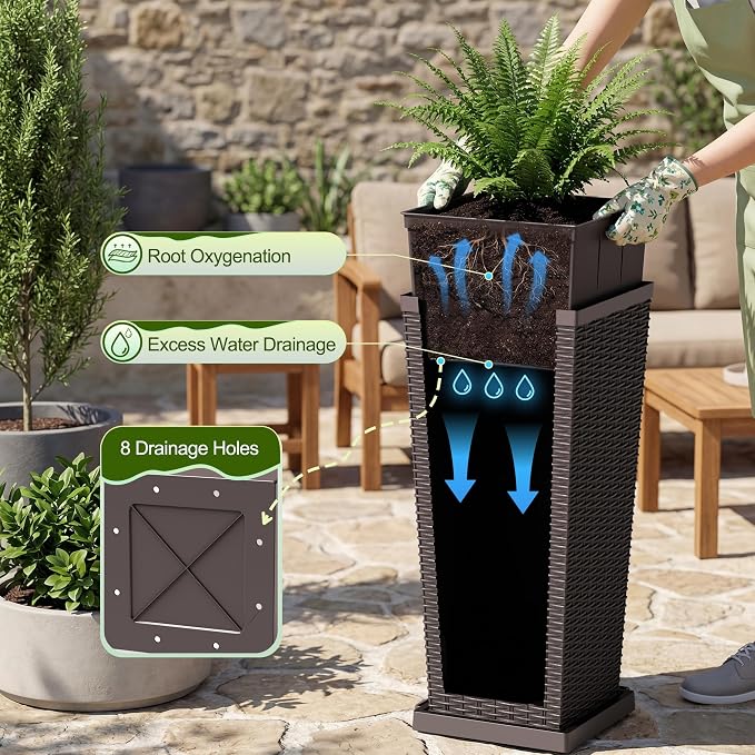 Devoko Resin 24'' Tall Planters - Image 3