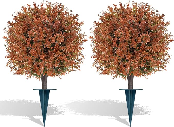 Grooy Fall 2 Pack Artificial UV-Resistant Topiary Balls by FEELTHENEWWORLD