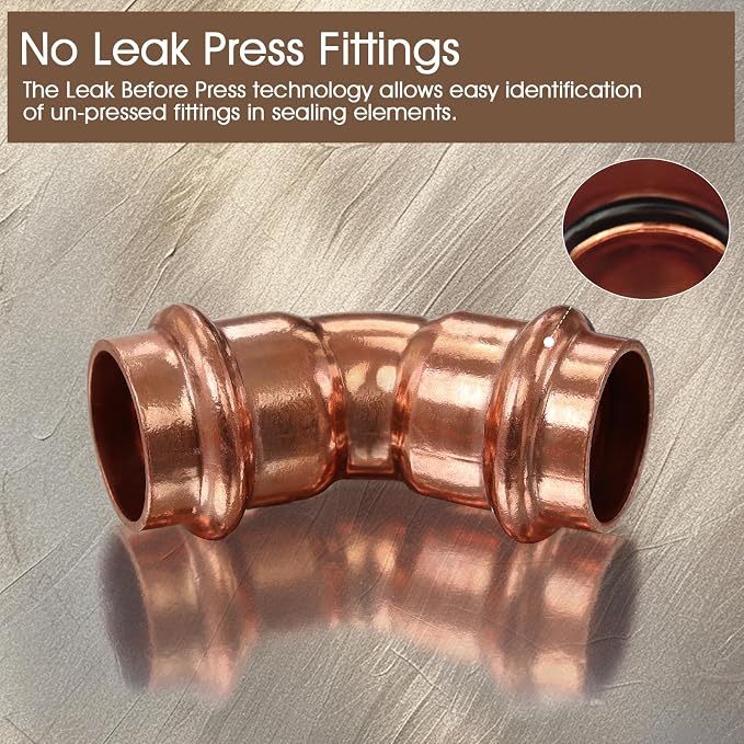 Copper Press Fittings 3/4 inch, 12PKCopper Coupling 45 Degree Elbow Coupling | - Image 4