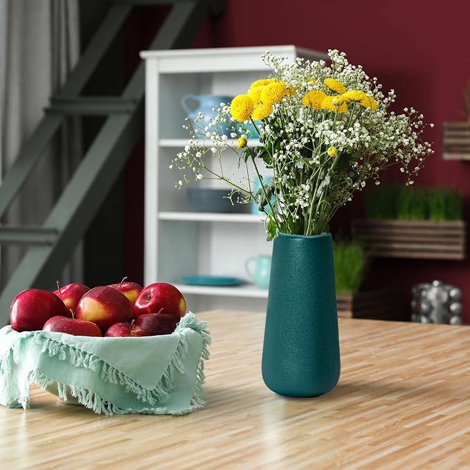 D'vine Dev 8 Inch Ceramic Flower Vase Textured Finishing, Minimalist Design - Image 6