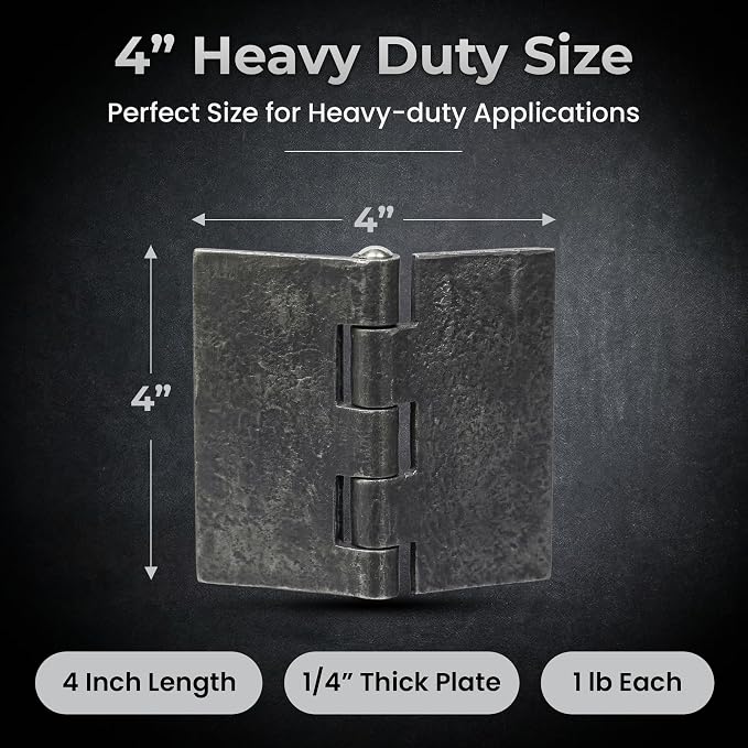 Heavy Duty Gate Hinges 4" x 4", 2 Pairs Weldable Hinges | 5/32" Thick Steel - Image 4