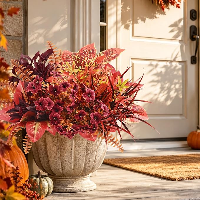 Artificial Fall Flowers for Outdoors, Fake Flowers Fall Greenery for Outside - Image 7