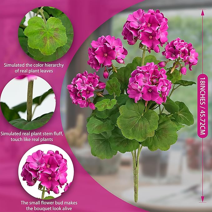 FOREST PRINCE 18" Artificial Geraniums - Image 2