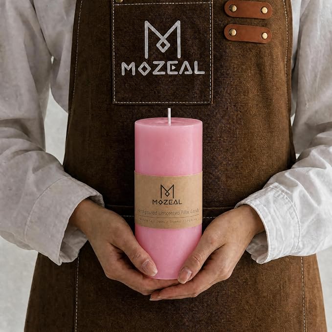 MOZEAL 3" x 4" Hand-Poured Unscented Candle, Dripless Pillar Candle Set of 3 - Image 2