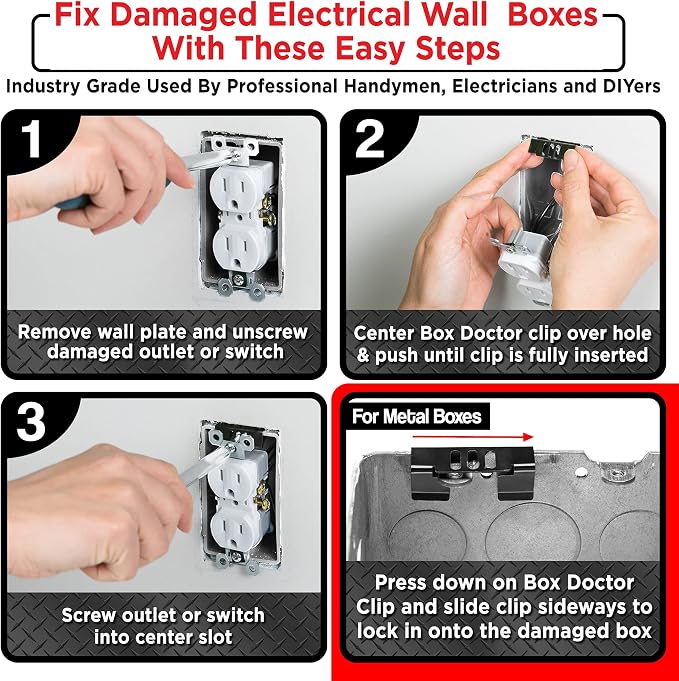 Repair Clips - Fix Loose Outlets and Switches - Electrical Wall Box Repair - Image 4