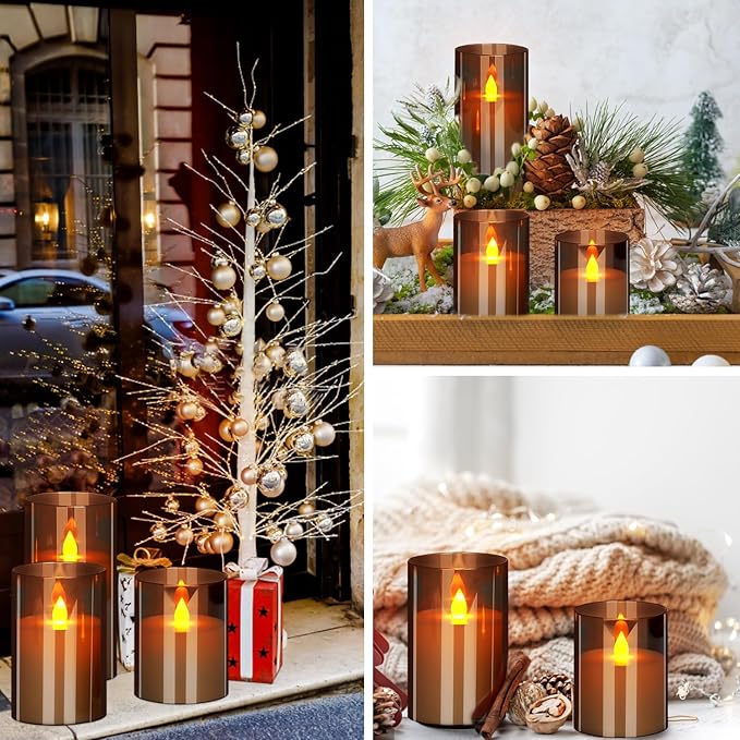 Flameless Candles 4" 5" 6" Acrylic Glass Pillars 3" Diameter Battery Operated - Image 5