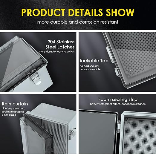 IP67 Outdoor Electrical Junction Box Waterproof 11.4"×7.5"×5.5" | Weatherproof - Image 4