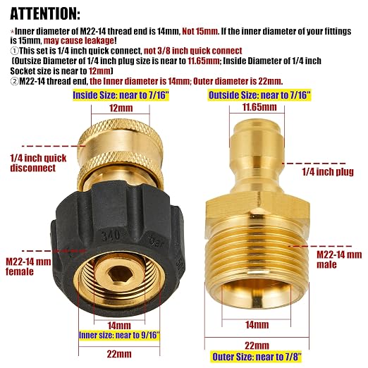 Pressure Washer Adapter Set, M22 to 1/4" Quick Connect | Gun to Wand, 5000 PSI - Image 2