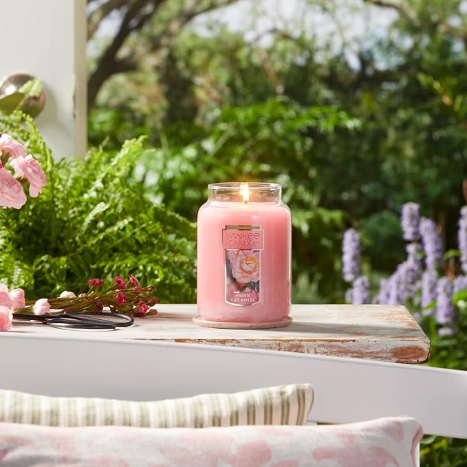 Yankee Candle Fresh Cut Roses Scented Premium 22oz Single Wick Candle Over 110 - Image 5