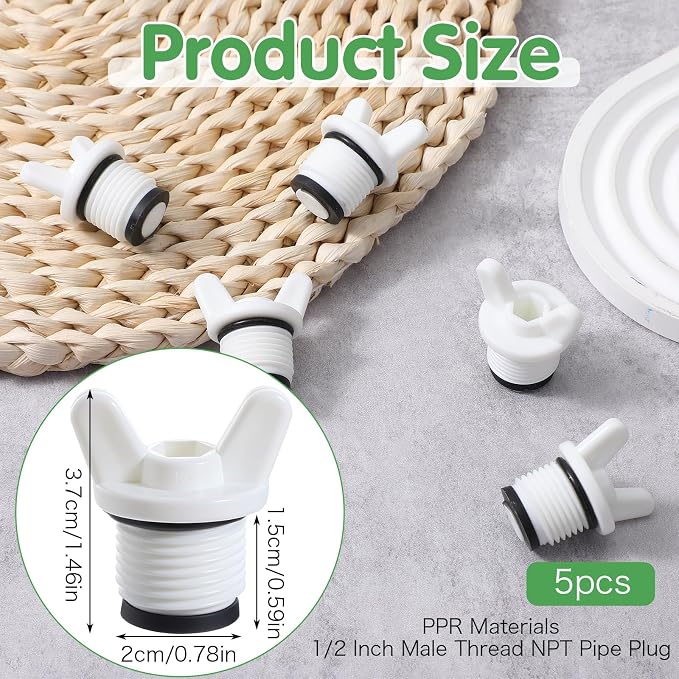 5 Pcs 1/2” NPT Pipe Fitting End Caps Connector Plug - Image 2