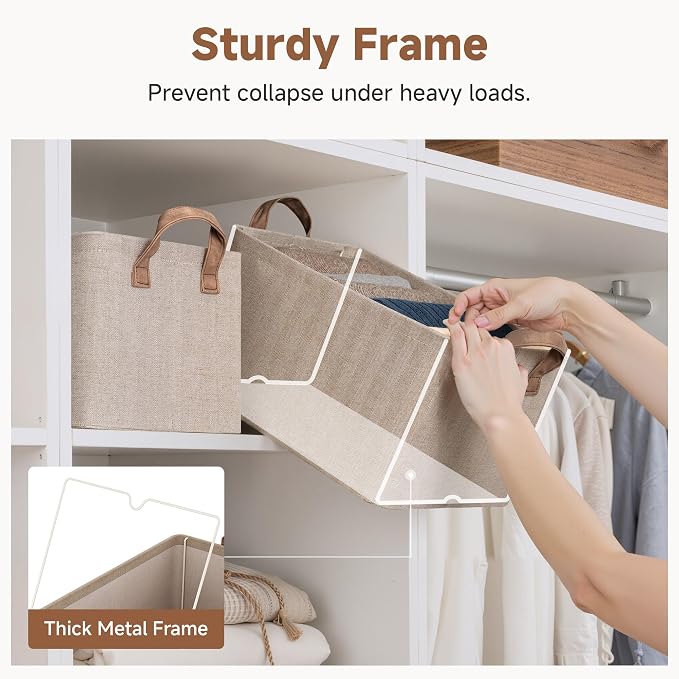 StorageWorks Storage Bins, Storage Baskets, Metal Frame, Collapsible, Storage - Image 4