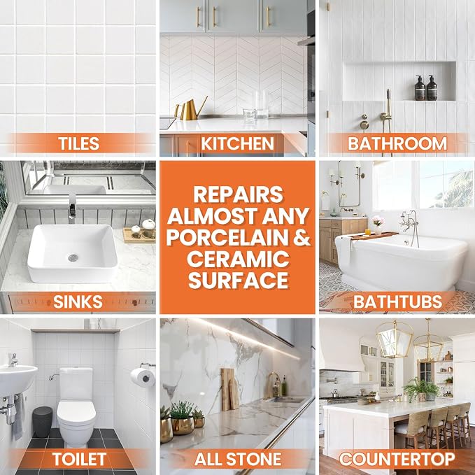 Tile Repair Kit Pure White, Floor Ceramic & Porcelain Tile Chip Repair Kit | - Image 7