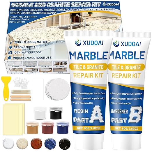 Marble and Granite Repair Kit DIY Fix Reattaches Countertop | 160g/5.64oz by XUDOAI