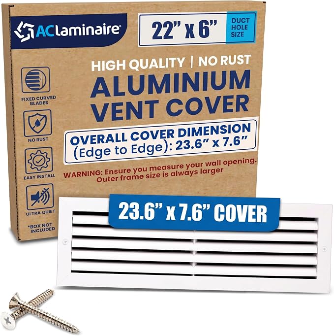 22x6 Aluminum Wall Ceiling Air Return Vent Cover HVAC Rustproof Grille by ACLAMINAIRE