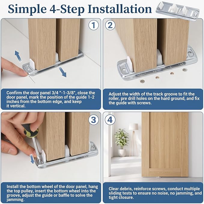 2 Pack Sliding Closet Door Track Fits N 6560 3/4" to 1-3/8" | Adjustable - Image 6