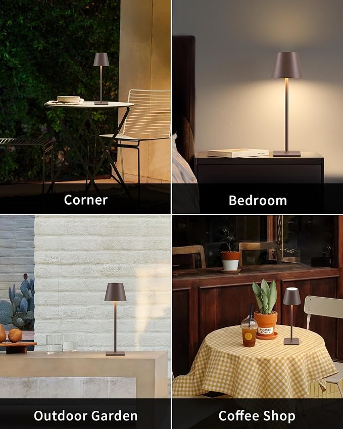 KDG 2 Pack Cordless Brown Table Lamps, Rechargeable Portable LED Desk Lamps | - Image 6