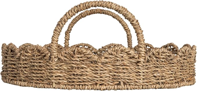 Household Essentials Round Handwoven Seagrass Tray - Image 4