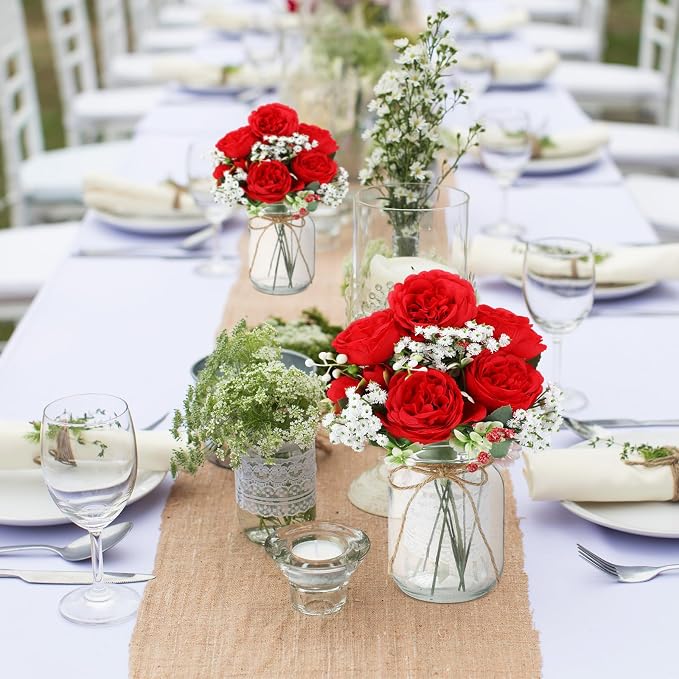 12 Sets Mason Jar Flowers Centerpiece Table Decorations, Artificial Peony - Image 6