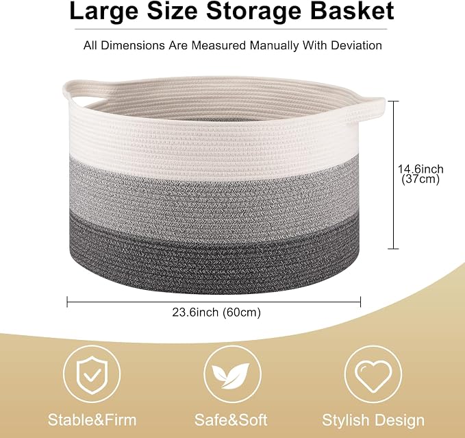 OIAHOMY 105L Extra Large Blanket Basket - Image 3