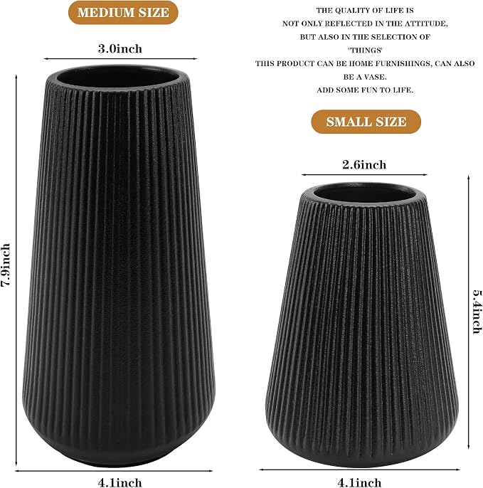 Black Ceramic Vase, GUKJOB Small Cute Flower Vase - Image 5