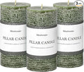 3x6 Inch Moss Green Pillar Candles Set of 3 by MiraScents