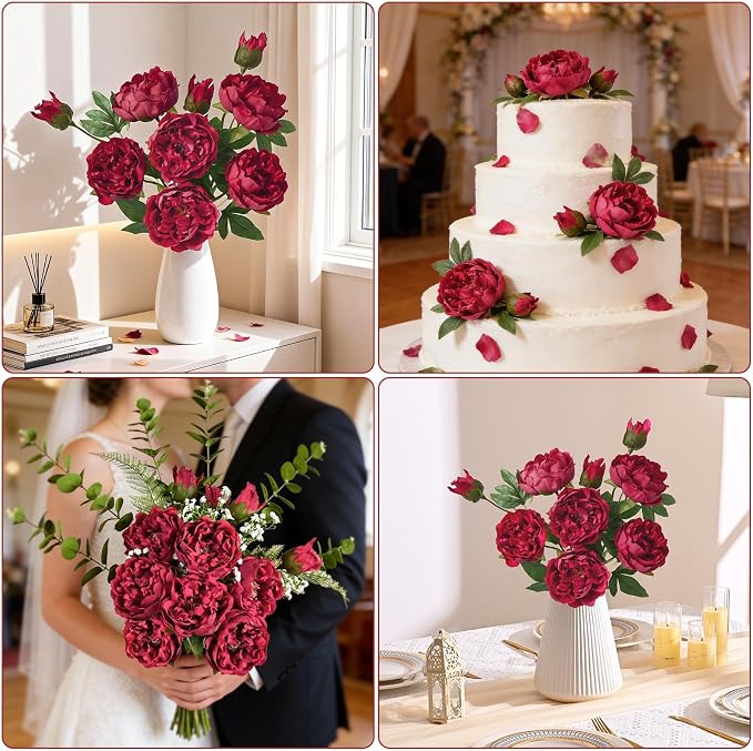 3PCS 22in Peonies Artificial Flowers, Real Touch Latex Peonies | Lifelike Large - Image 8