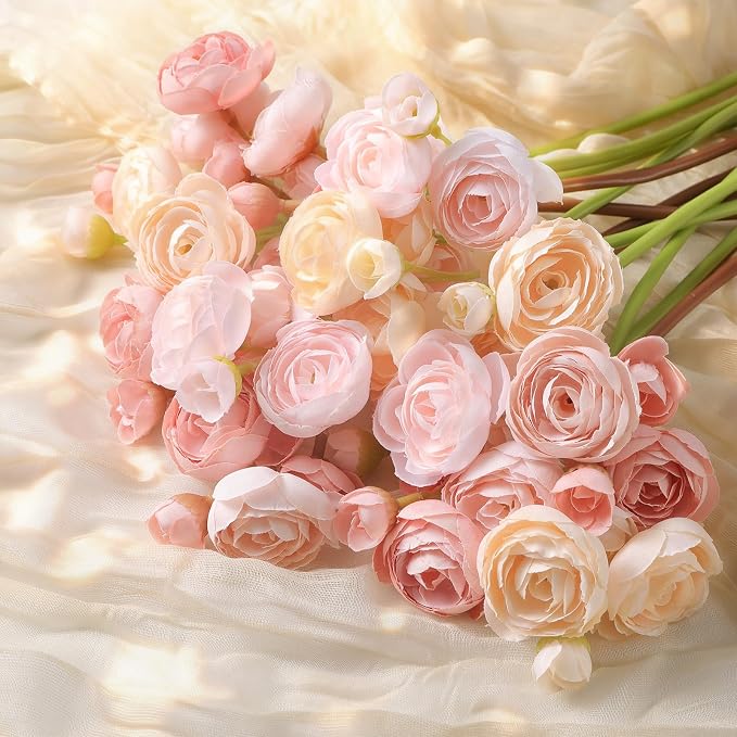 Alupssuc 30Pcs Ranunculus Artificial Flowers Faux Silk Mini Flowers Indoor | - Image 6