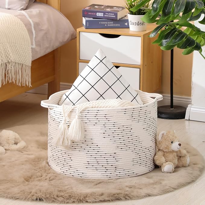KAKAMAY Large Blanket Basket, Woven Baskets - Image 3
