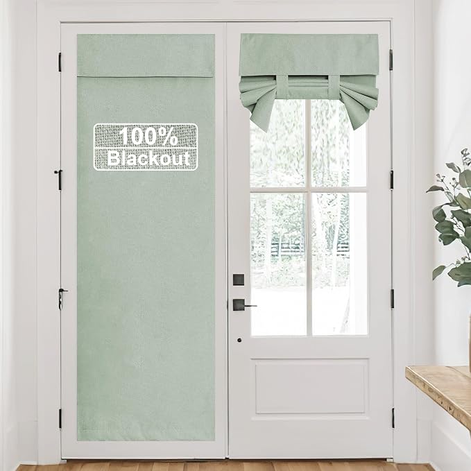 RYB HOME Linen Door Window Curtains W30 x L69, Light Green, 1 Panel by RYBHOME