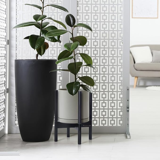 D'vine Dev Ceramic Pot with Ebony Wood Stand, 10 in, 55-B-L-3 | Mid-Century - Image 6