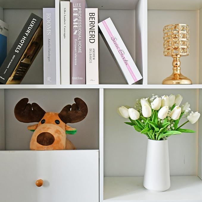 Mandy's 20pcs Artificial White Tulips and 3pcs White Baby's Breath | 13.5 Inch - Image 8