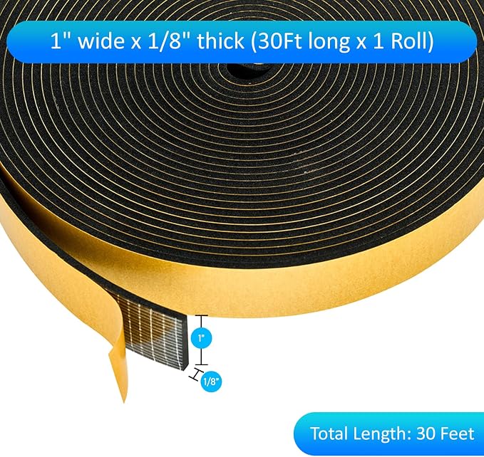 High Density Foam Weather Stripping Door Seal Strip Insulation Tape Roll - Image 2