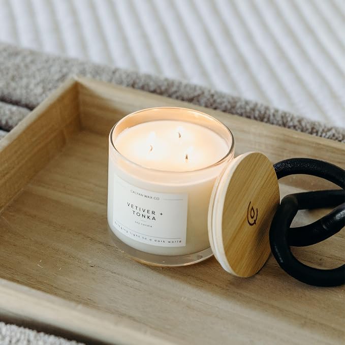 Vetiver & Tonka 3 Wick Scented Candle - Image 6